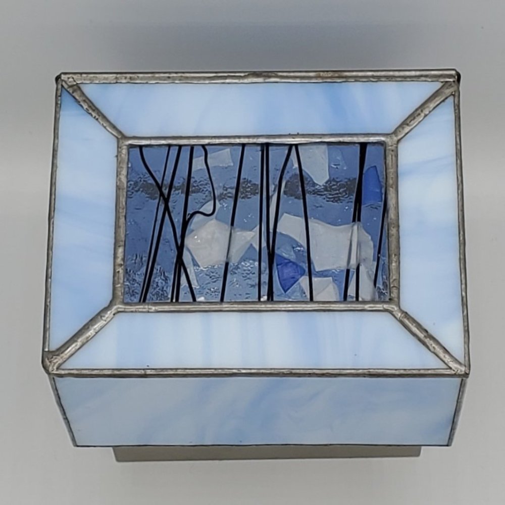 SUSAN ELMAN / Falls Pottery Stained Glass "Trinket" Box